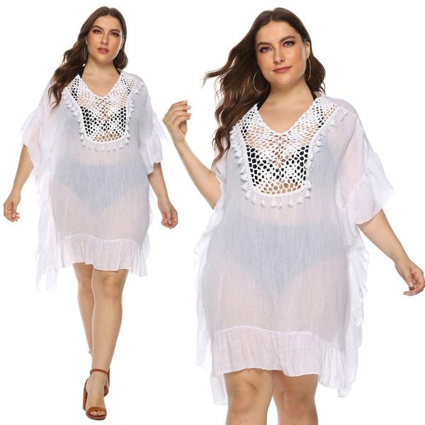 

plus size beach tunic dresses white bathing suit womne's swim cover ups loose swimsuit swimwear xl 2xl 3xl vintage beachwear, White;black