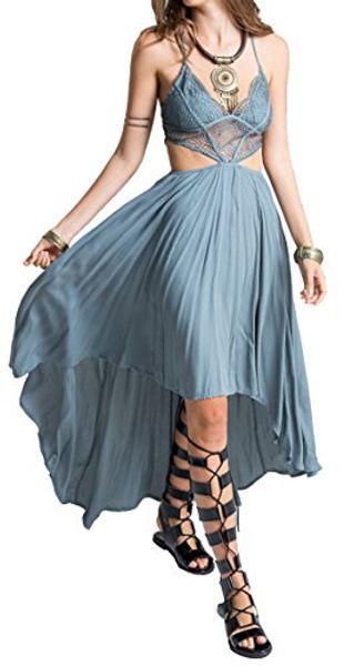 

r.vivimos women summer spaghetti straps v neck dress, Black;gray