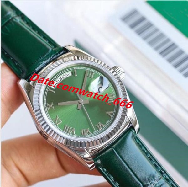 

3 style 1118135 118138 118139 316l eta 2836 movement fluted roman dial 18k white gold bezel 36mm leather strap automatic mens watches, Slivery;brown