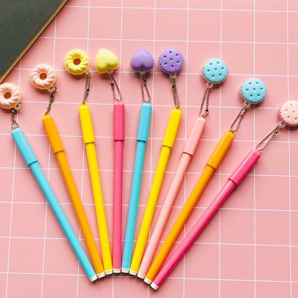 

2x milky doughnut pendant gel pen rollerball pen school stationery black ink 0.5mm