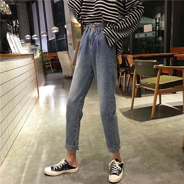 

blue women's tailored waist and hip princess jeans bk751