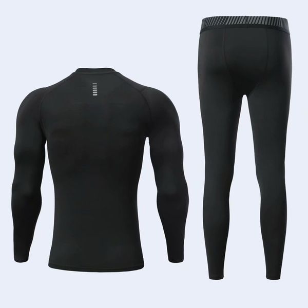 

jogging suits men compression quick dry tights sport running sets breathable fitness gym tracksuit long pants training kits, Black;blue