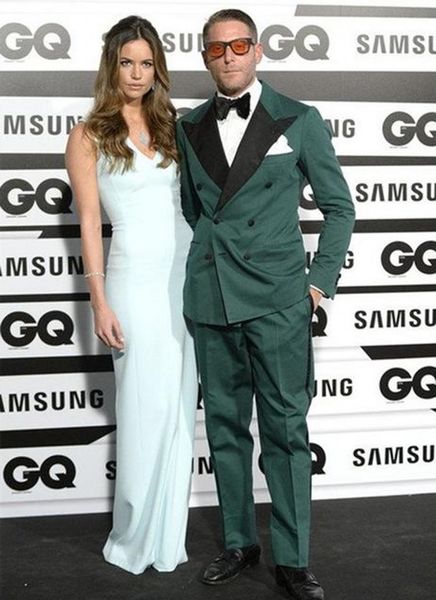 

green groom tuxedos excellent double-breasted groomsmen wedding tuxedos men formal dinner party prom blazer suit(jacket+pants+tie) 1099, Black;gray