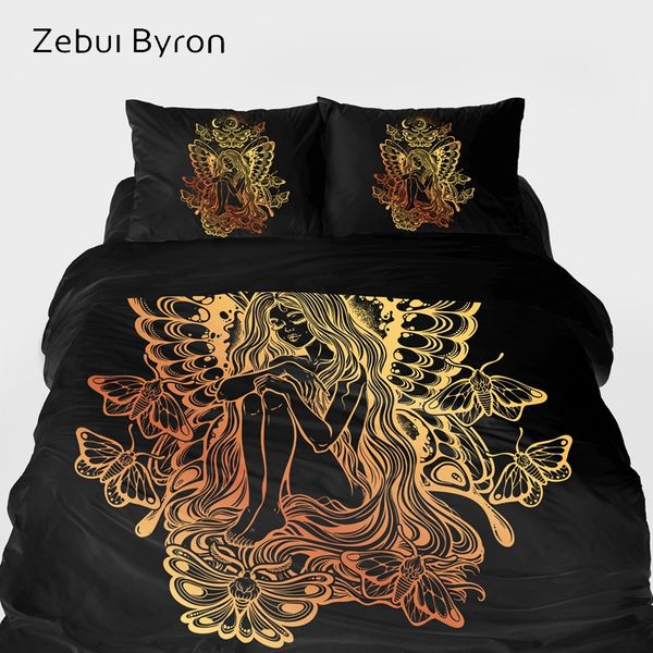 

3d hd bedding sets,duvet cover set king//custom size,bed set black golden magic princess,blanket/quilt cover set,bedclothes