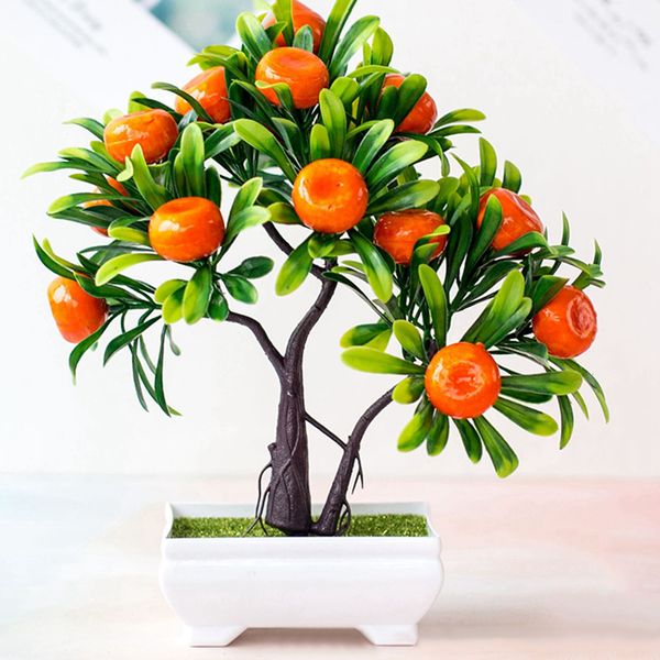 

artificial bonsai flowers orange haw strawberry plant small pot ornaments decor
