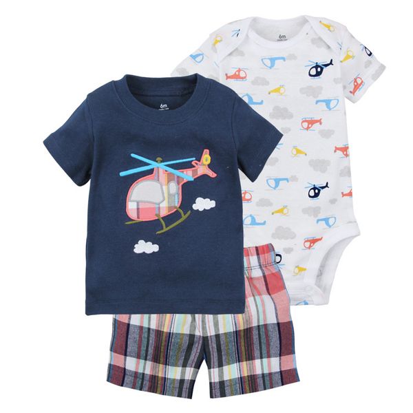 

лео 2019 малик одежда коѬоким Ѭђкавом ђболка + ело + Ѭђ 3 комплек одежд, White
