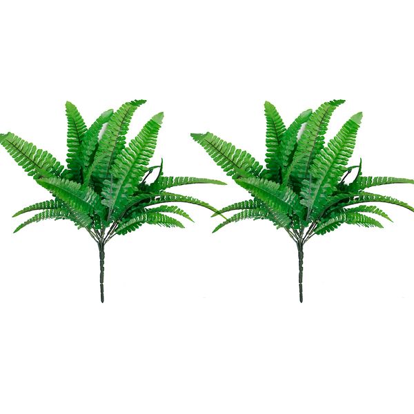 

pack of 2 plastic green fern artificial grass leaves plant for home wedding decor