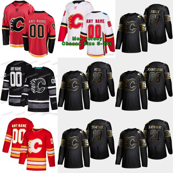

19 Matthew Tkachuk 2019 Golden Edition Calgary Flames 88 Andrew Mangiapane 67 Michael Frolik 21 Garnet Hathaway 18 James Neal Hockey Jerseys