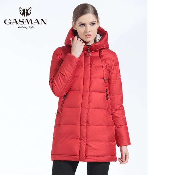 

gasman 2019 winter women down jacket brand medium length female thick hooded down parka for women coat white women cloth winter y190926, Black;white