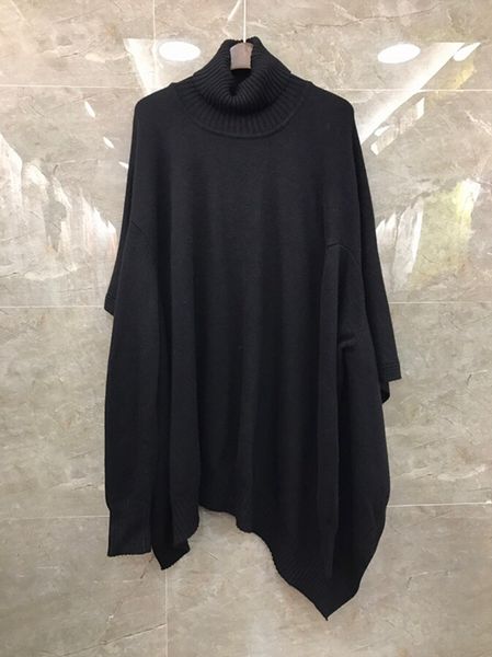 

early autumn 2019 new female neck, high neck, pure color decorative loose cloak, sweater and knitted sweater 913, White;black