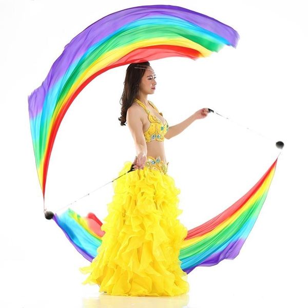 

dancing girl belly dance accessories real silk rainbow throw the ball bellydance prop bellydancing handball bollywood sari, Black;red