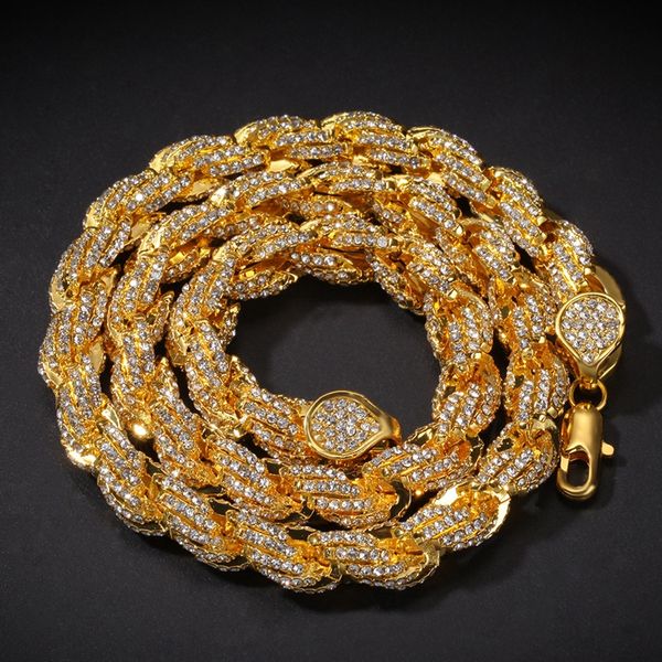 Замороженные цепи ожерелья мужские украшения хип -хоп розовый золото Sier Twist Chain Ожерелье модное и универсальное