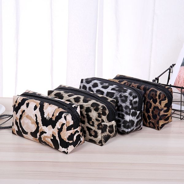 

korean version of the cosmetic bag pu fashion leopard print waterproof toilet bag hand cosmetic storage toiletry