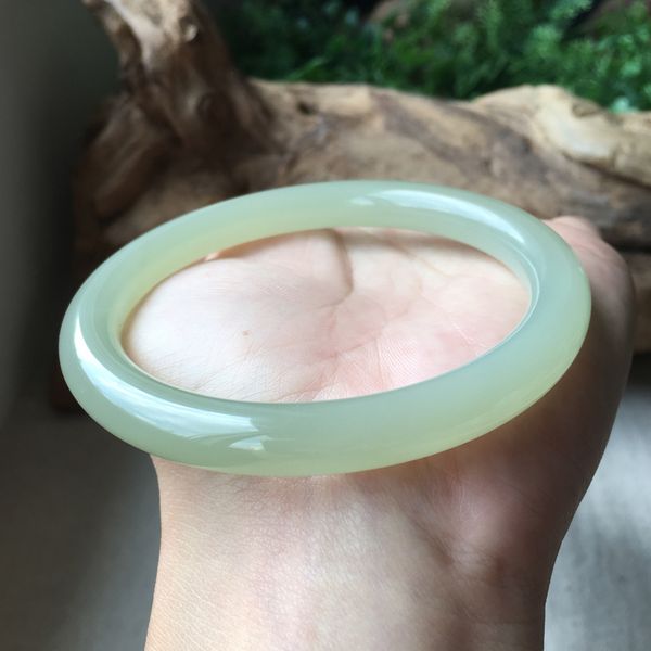 

hetian yu light green bracelet qinghai green white thin yu bracelet, Black