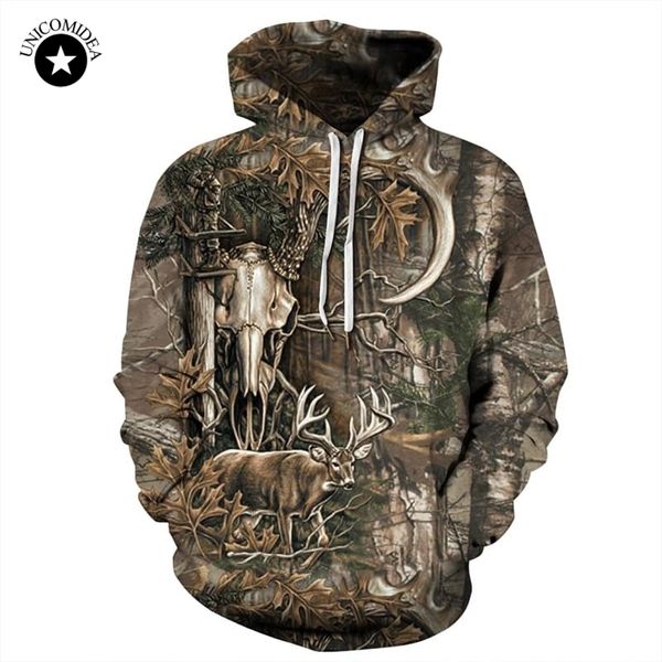 

forest deer 3d hoodies men women hip hop sweatshirts winter autumn hoody pullover tracksuits casual crewneck hooded streetwear, Black