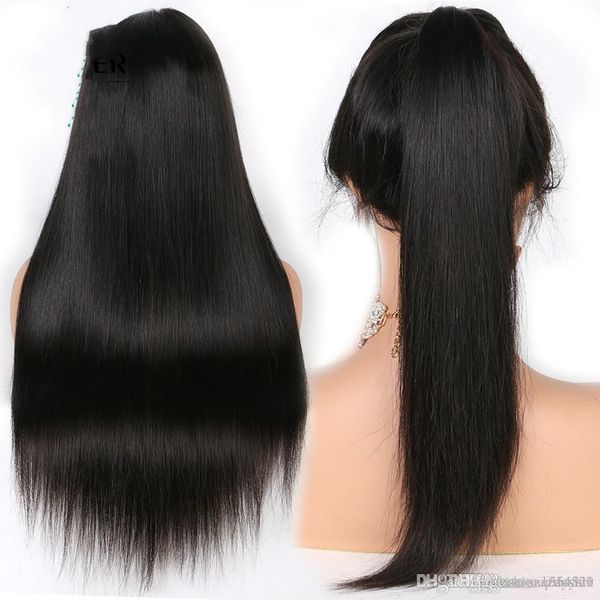 

fronthair wigs pre plucked for black women remy brazilian straight front wig with baby hair bleached knots