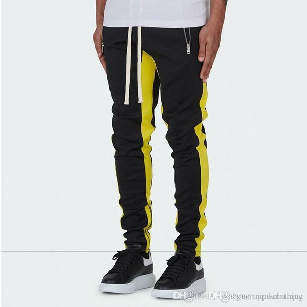 

длинные мужские брюки casual воздухопроницаемый мужская молнии с длинным карандаш брюки тренировочные мужские дизайнерские брюки в полоску н, Black