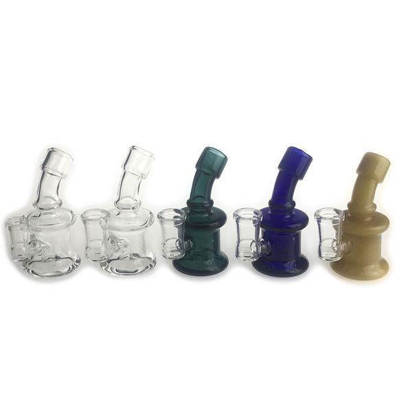 Neue 3,5 Zoll 10 mm 14 mm Mini-Glas-Wasserbongs mit dickem, buntem Pyrex-Handrauchbecher, Recycler-Dab-Rigs-Bong für Pfeifen