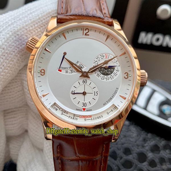 

3 цвета дешевые master control q1482401 белый циферблат power reserve япония miyota автоматические мужские часы розовое золото кожаный ремеш, Slivery;brown