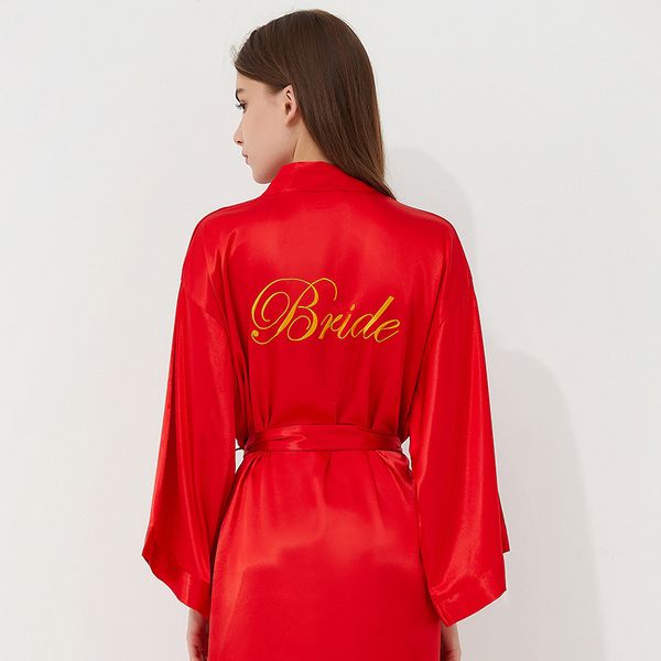 

bridesmaid robes embroidery robe bride elegant sleepwear women dressing gown bathrobe kimono silk bath robe sleep lounge, Black;red
