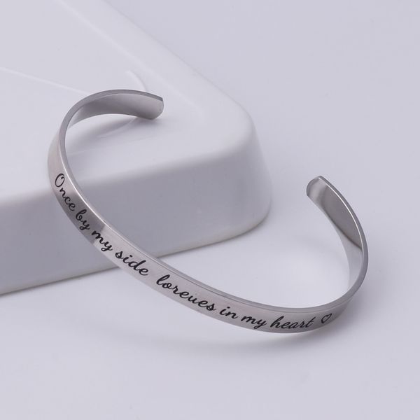 

bangle 6mm c-shaped adjustable stainless steel lettering bracelets for women girls birthday valentines day present j55, Black