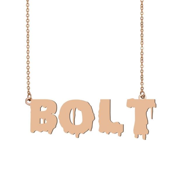 

bolt name necklace , cool bloody art name necklace for halloween and santa's day jewelry gift for kids boys girls, Silver