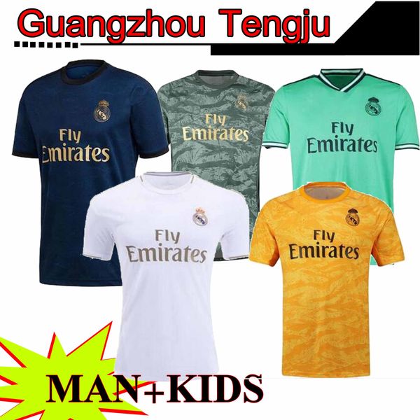 

2019 2020 man kids real madrid hazard sergio ramos modric benzema marcelo asensio isco jovic kroos bale rodrygo 19 20 soccer jersey, Black;yellow