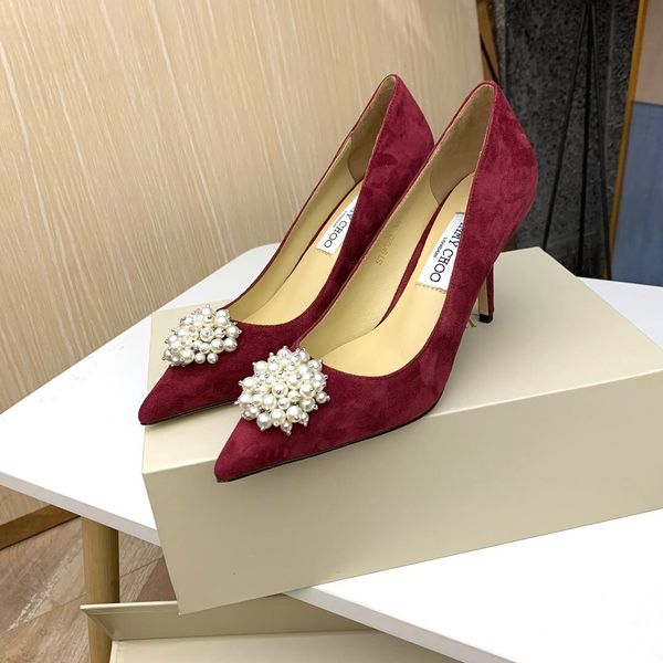 

high-end luxurydesigner women's fashion high-heeled shoes party wedding shoes pointed shoes heel 6.5cm 8.5cm triple decoration hgtdd, Black