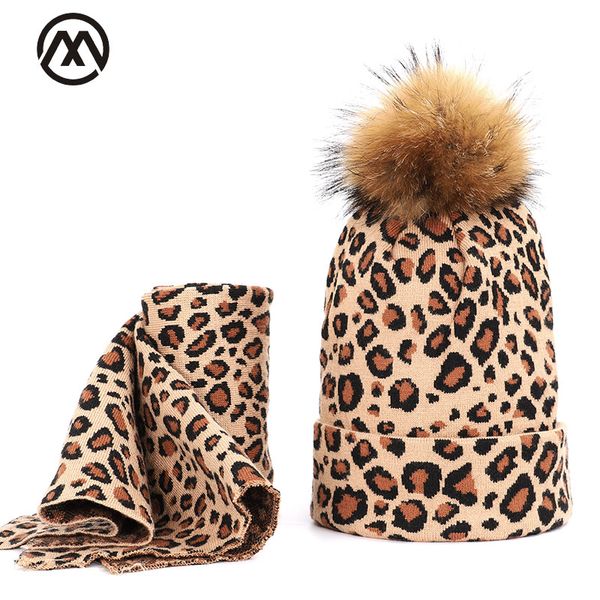 

2019 leopard women's headgear raccoon fur pom poms women's winter warm hat with earsmale hat turban woman hats beanie, Blue;gray