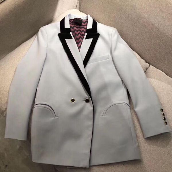 

2019 new ladies fashion long-sleeved lapel neckline stitching blazer 0718, Black;brown