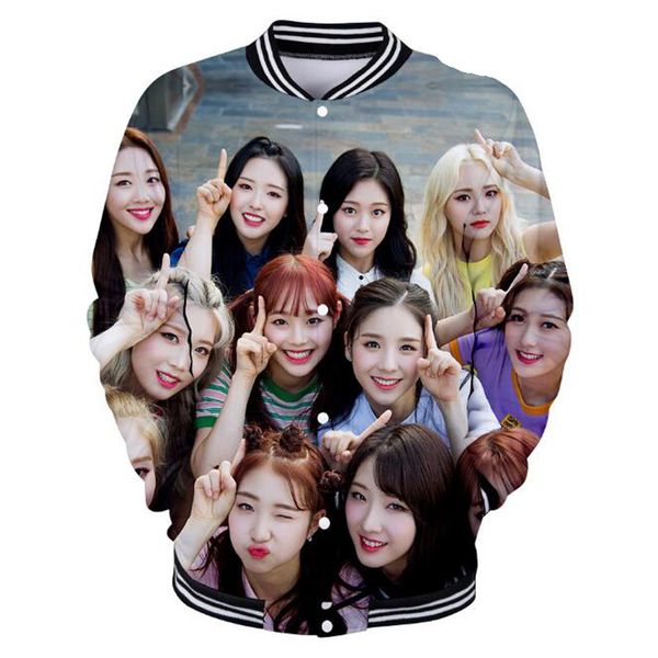 

kpop loona 3d print college baseball jacket moletom feminino korean streetwear hiphop harajuku sweatshirt hoodie women outerwear, Black