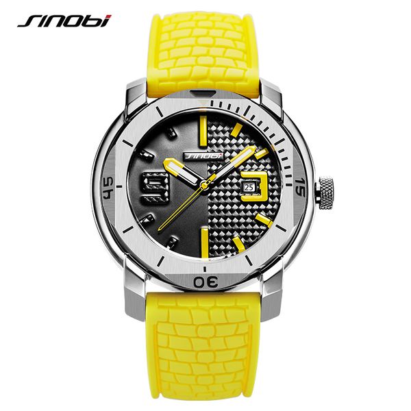 

relogio masculino new sinobi mens sports quartz wristwatches man silicone watch stainless steel clock, Slivery;brown