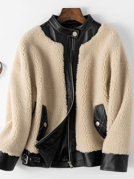 

womens and blouses winter and spring real sheep fur coat korean harajuku woman clothes geniune skin collar plus size coats, Black