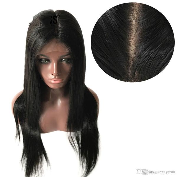 

парики из натуральной шёлковой основы с предварительно выщипанными прямыми бразильскими волосами remy натуральный цвет свободная часть + сет, Black