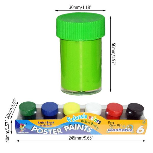 

20ml 6 яркие цвета washable гуашь краска для детей школа finger paint m0xb