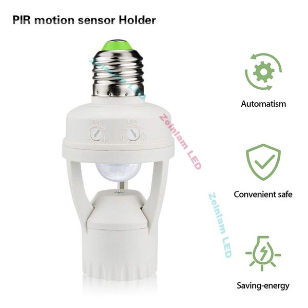 E27 base da lâmpada PIR Indução Sensor de Movimento Infravermelho IR Tomada Humana Interruptor Base de Luz Da Lâmpada de Led suporte Da Lâmpada