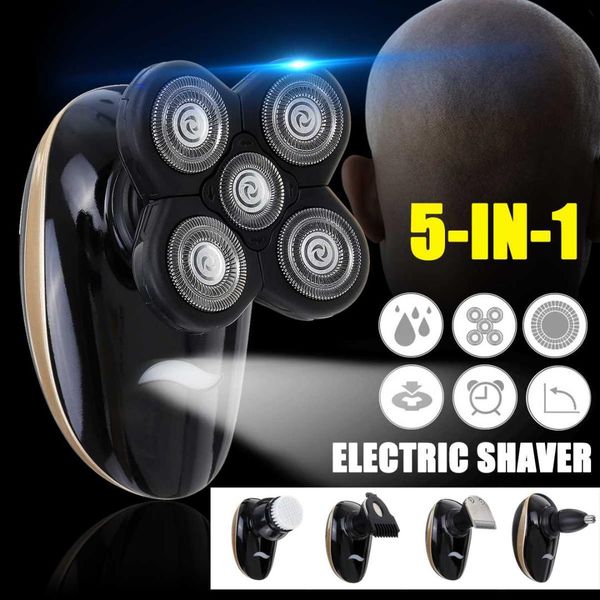 

5 in1 4d floating blade head rechargeable men electric bald head shaver beard trimmer razors nose hair cutter wet/dry washable