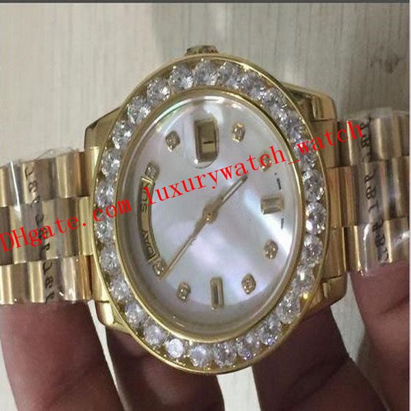 Ücretsiz Shippin Lüks Saatler 43mm 36mm 116244 18K Altın Beyaz Büyük Elmas Dial Farem Quickse Otomatik Erkekler Safir Cam Su Geçirmez Kolluluğu