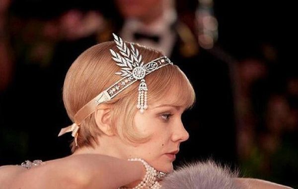 

the great gatsby is decorated the same hair crown bridal jewelry women pearl hair ornaments wedding hair jewelry, Slivery;golden