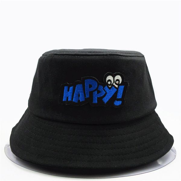 

ldslyjr happy letter embroidery cotton bucket hat fisherman hat outdoor travel sun cap hats for men and women 326