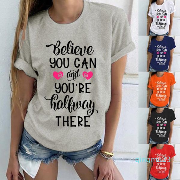 

fashion-2020 women multicolor casual short sleeve letter printed o-neck tee t-shirt harajuku summer korean hipster3.11, Gray;blue