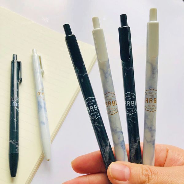 

2x marble printed press gel pen school stationery black ink 0.5mm