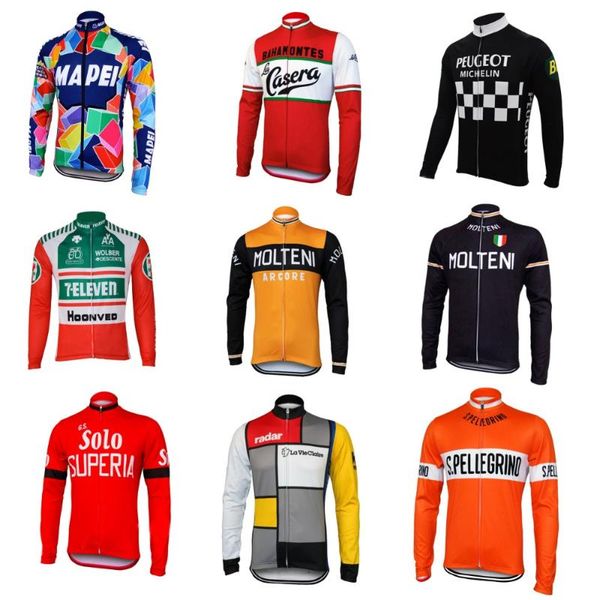 

molteni с длинным рукавом велоспорт джерси зима флис шерсть без флиса красный зеленый оранжевый велосипедная одежда осень велосипедная одежд, Black