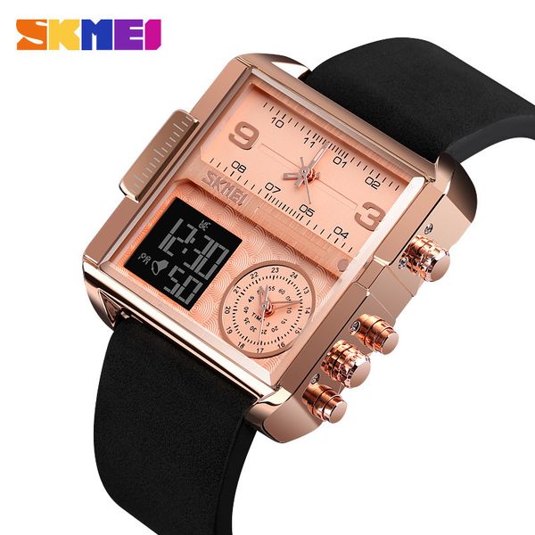 

new skmei sports watch men luxury brand waterproof wristwatch men quartz analog digital watches relogio masculino, Slivery;brown
