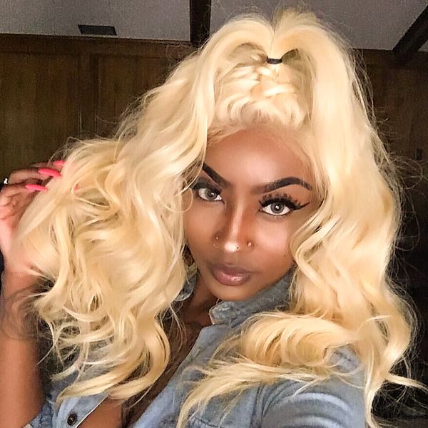 

blonde lace front wig 613 human hair wigs for black women pre plucked with baby hair brazilian body wave wig wig