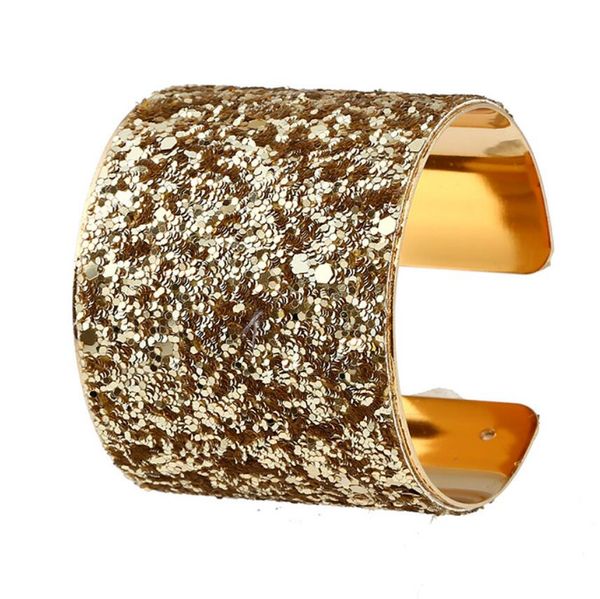 

fashion- jewelry paillette bracelets open cuff colorful full paillette bangles for women to party fashion, White