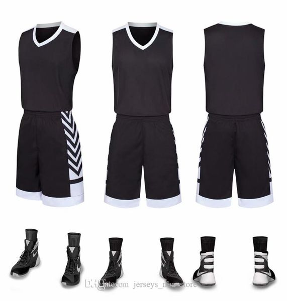 

discount men training basketball sets with shorts uniforms reversible basketball jerseys for that home and away look kits sports 44-23, Black;red