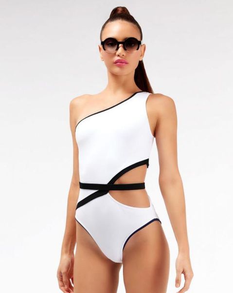 

2020 new white swimsuit high waist bikini bandeau swimwear women strap bathing suit new bodysuit bathers