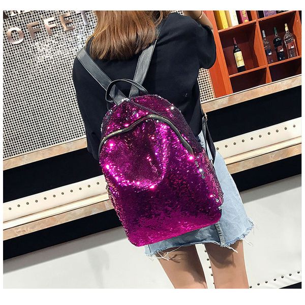 

sequins backpack women pu leather female backpacks teenager school bags mochila feminina rucksack mochilas mujer