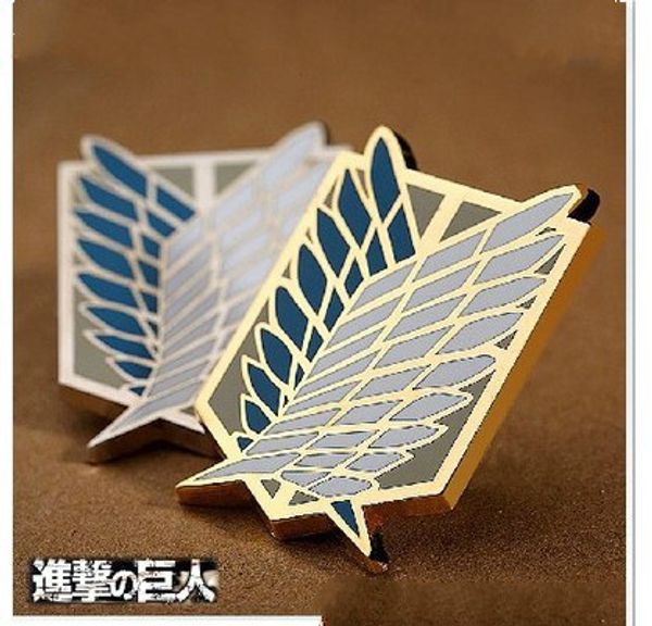 

attack on titan badge anime peripheral pins scout regiment logo brooch survey corps erwin smith cosplay costume accessories, Black